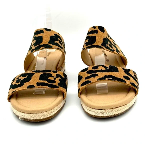 Lucky Brand Wyntor Wedge Sandals Women’s Size 7.5 Espadrille Leopard Leather Tan - Picture 2 of 7